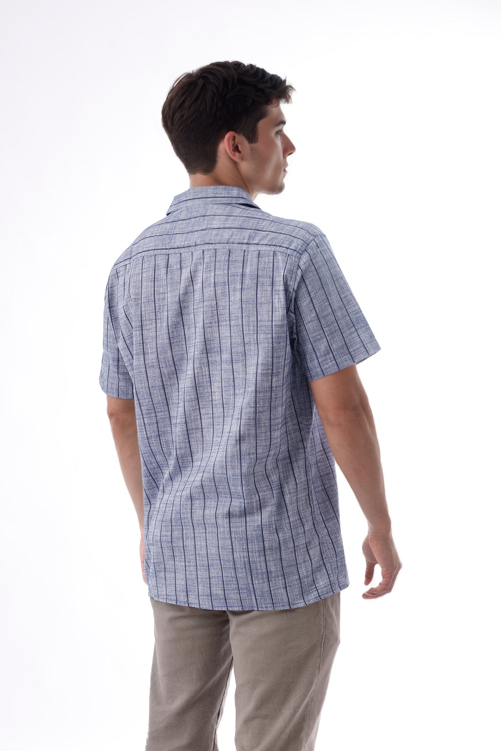 Camisa Lino Rayas Azul