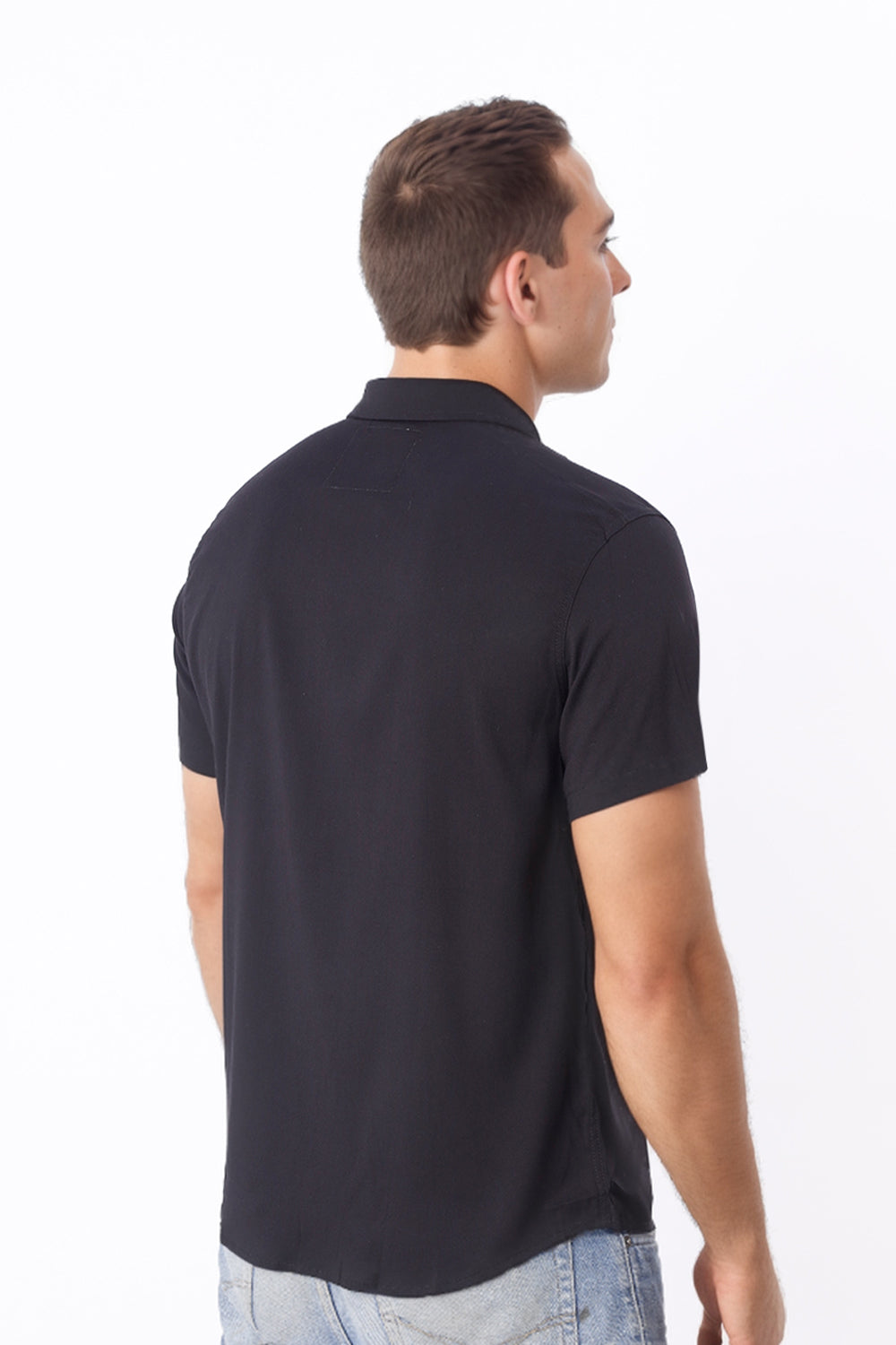 Camisa Hombre Manga Corta Chalis Negro - 230128