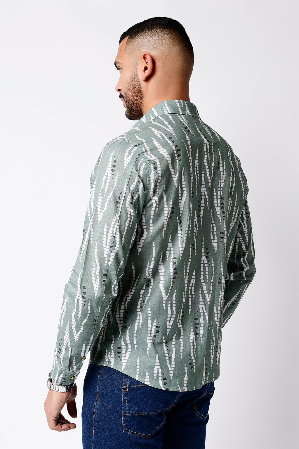 Camisa Lino Estam Flores Blancas