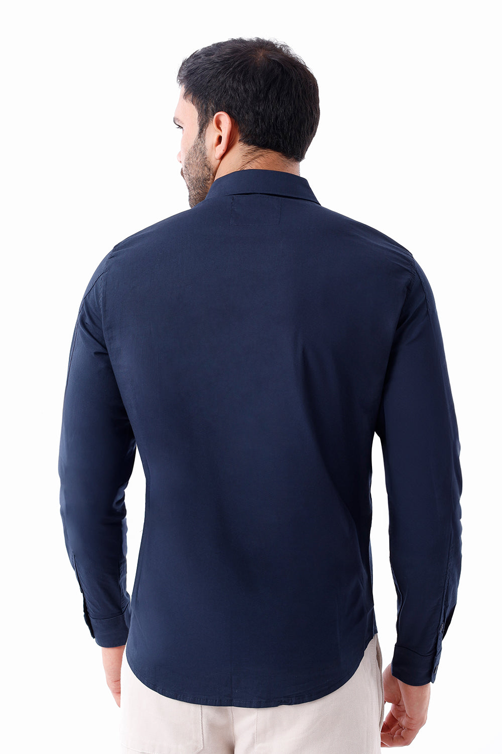 Camisa Hombre Manga Larga Strech Azul