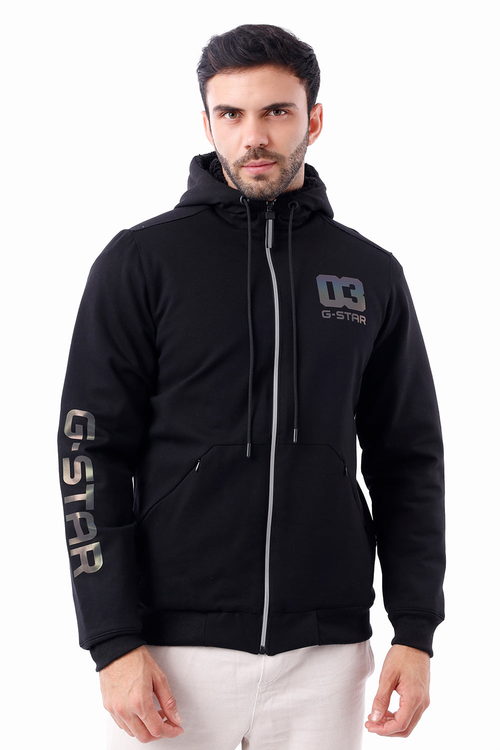 Polera Hombre Abierta/Cierre Reflectivo Negro - 230047