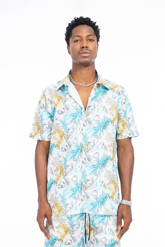 Camisa hombre blanco estampado