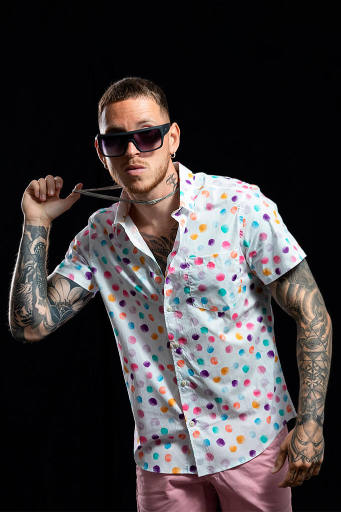 Camisa hombre blanco estampado