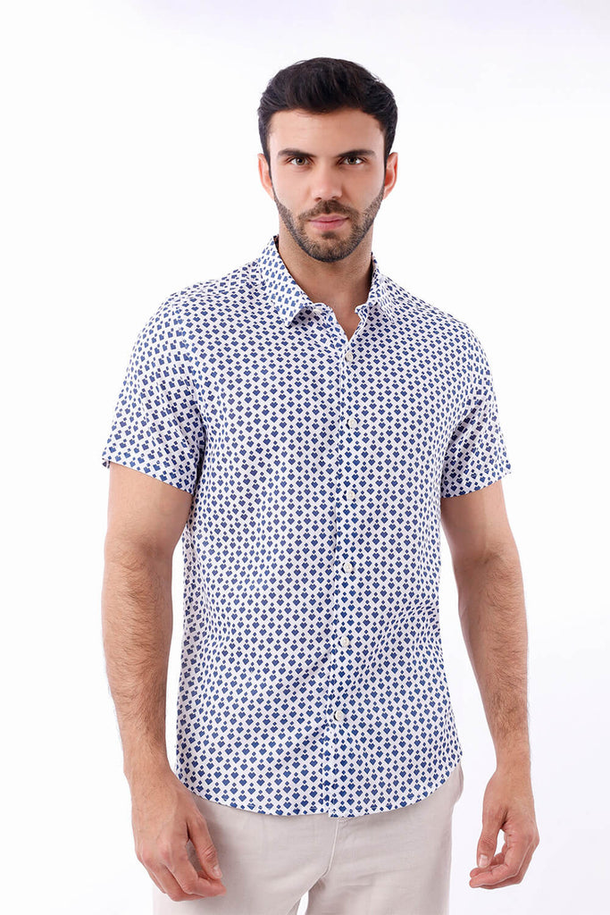 Camisa hombre blanco estampado