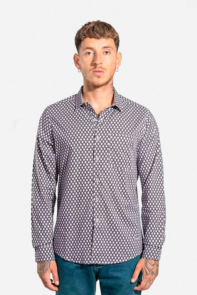 Camisa hombre blanco estampada