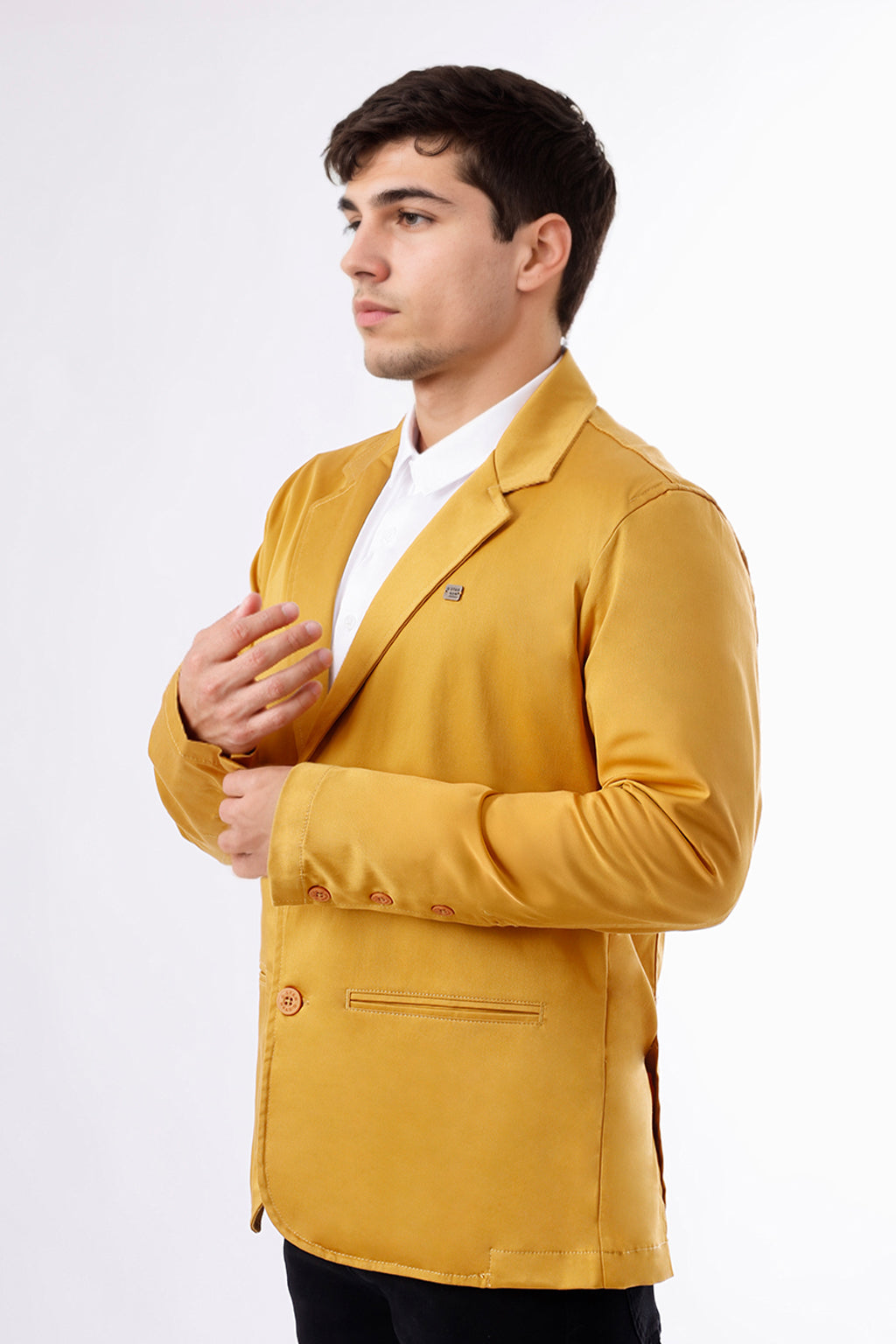Blazer Hombre Satín Mostaza