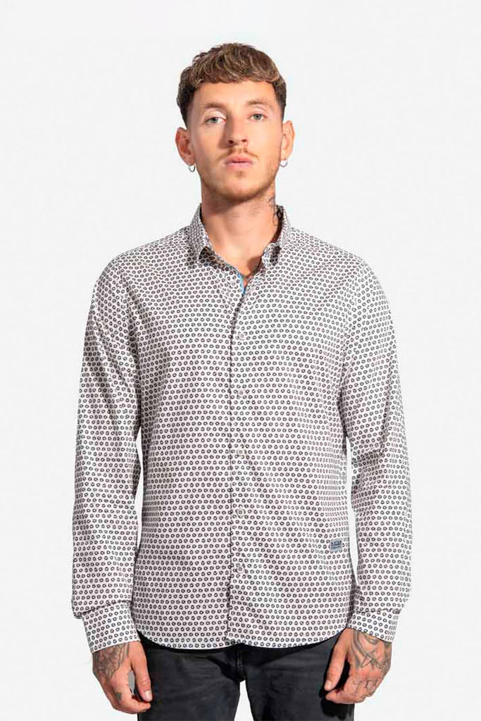 Camisa hombre blanco estampado
