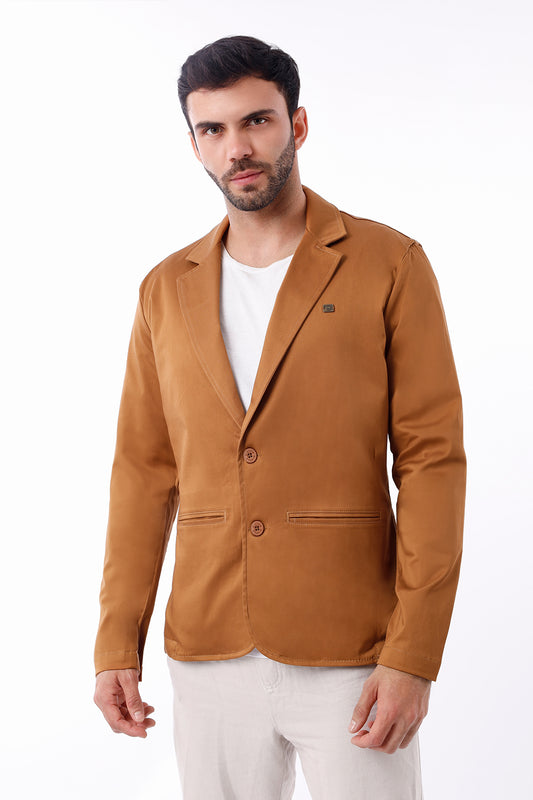 Blazer Hombre Satín Camello