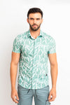 Camisa hombre verde jade estampado
