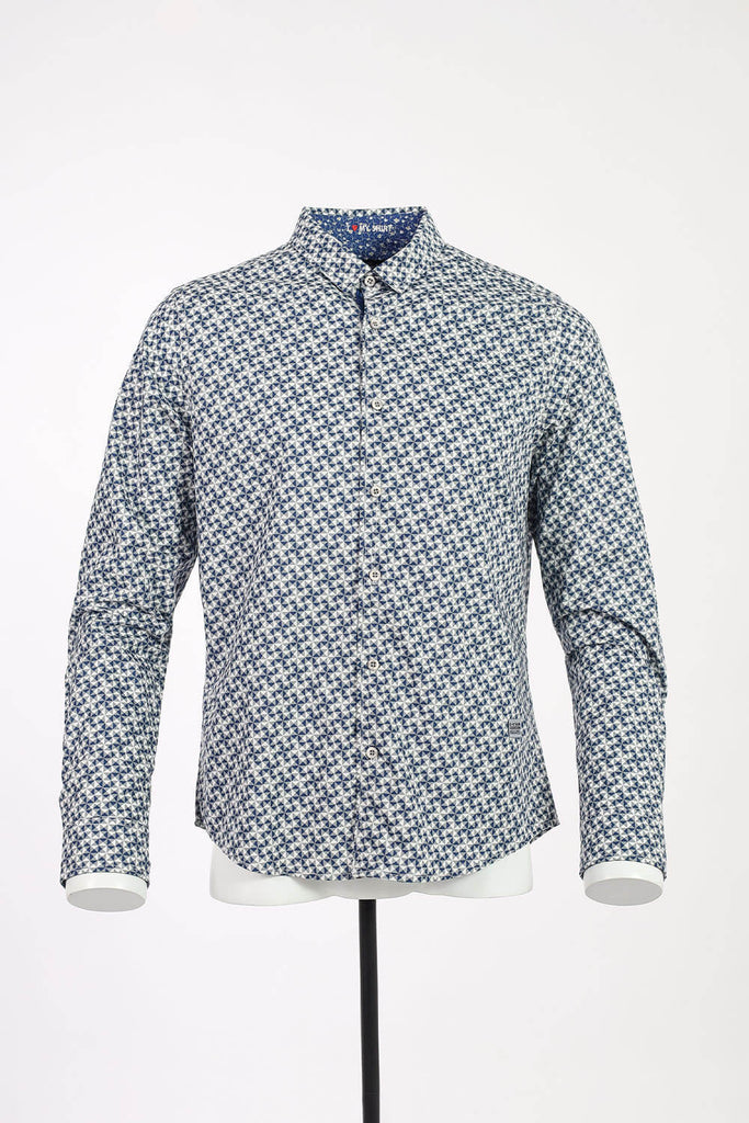 Camisa hombre blanco estampado