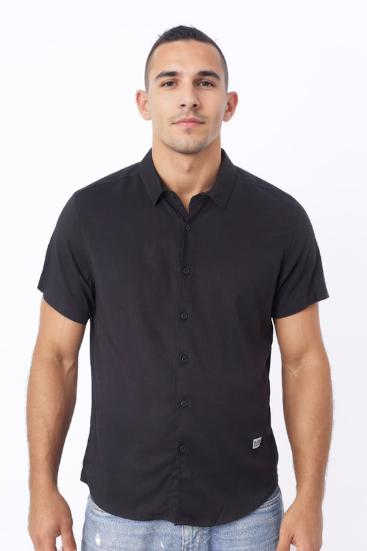 Camisa Hombre Manga Corta Chalis Negro - 230128