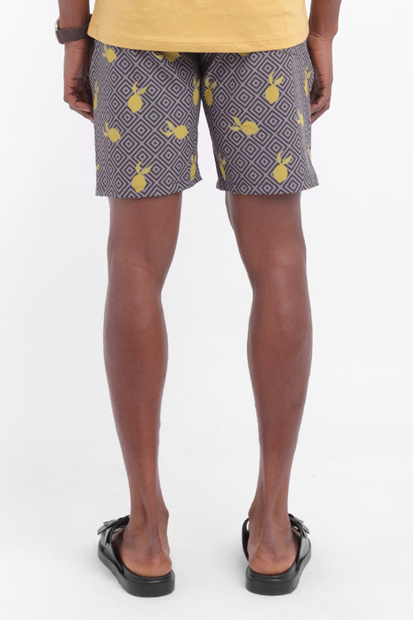Short Playero Gris Hombre Estampado Limones - 210320