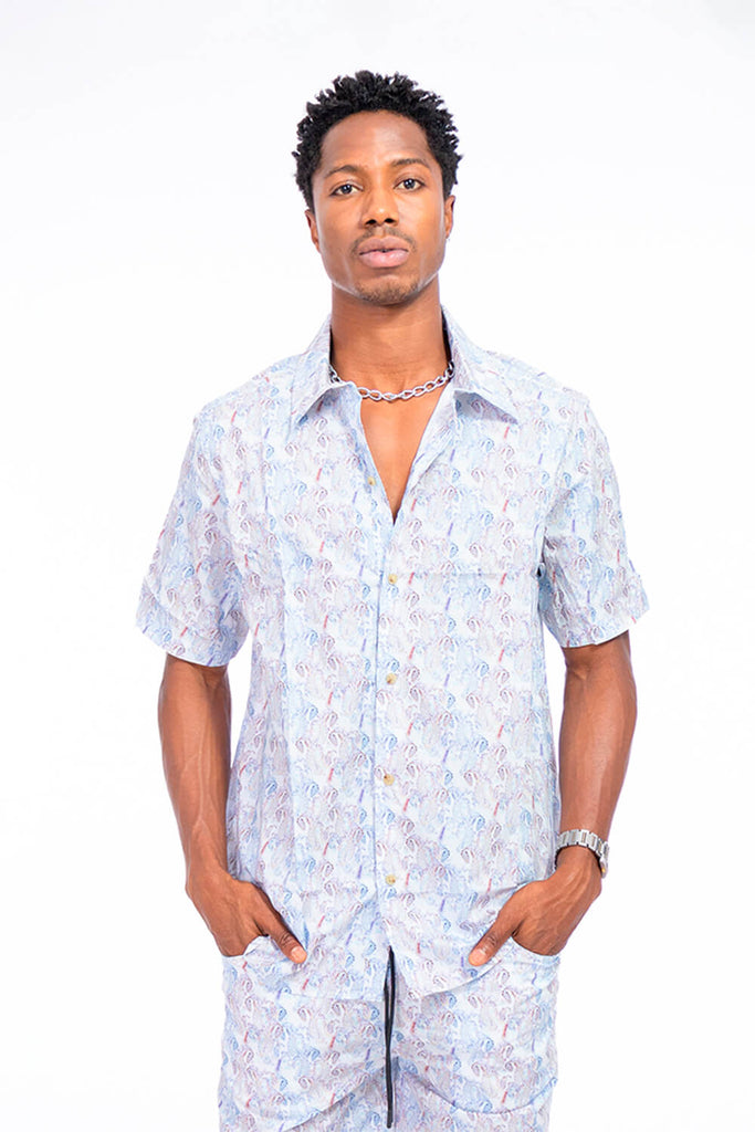 Camisa hombre blanco estampado
