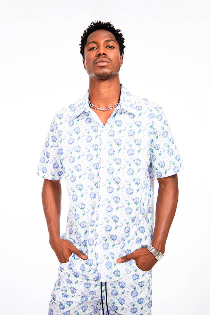 Camisa hombre blanco estampado