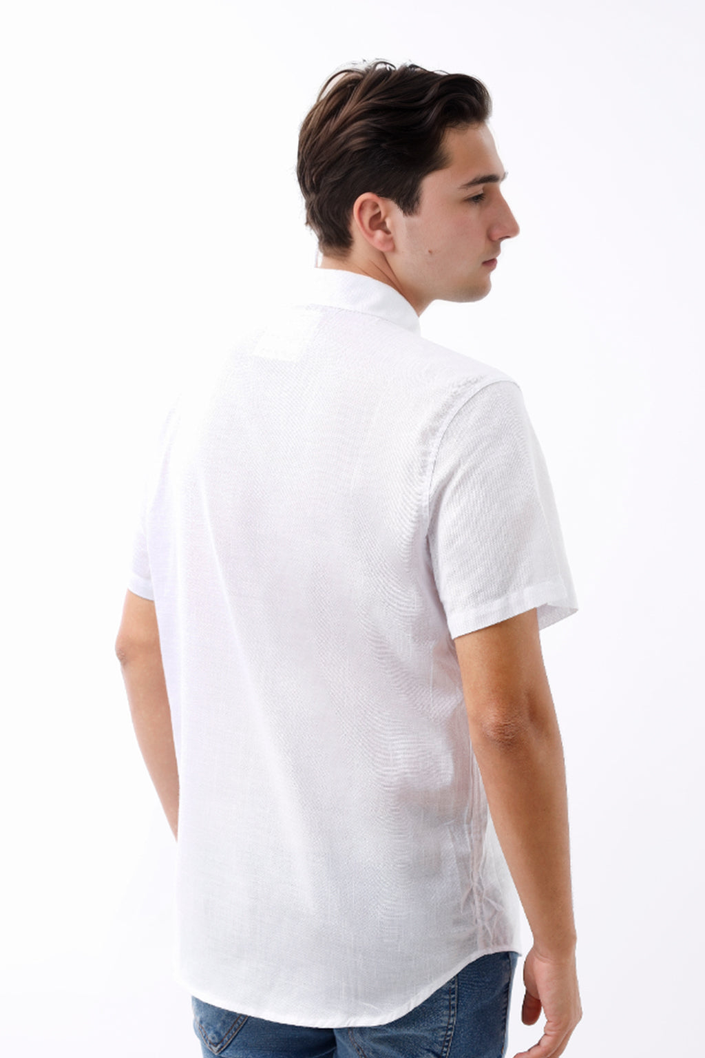 Camisa Hombre Manga Corta Lino Milán Blanco - 230075