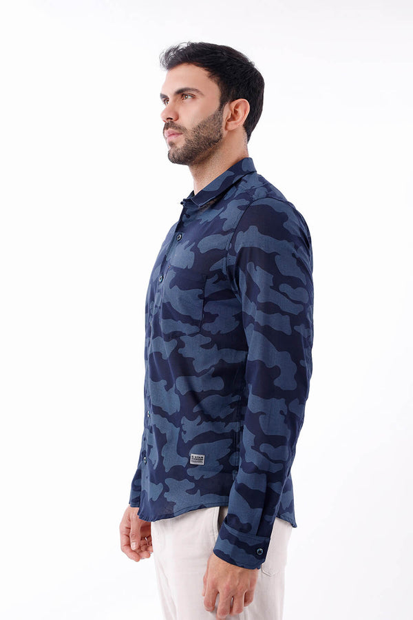 Camisa hombre azul camuflado
