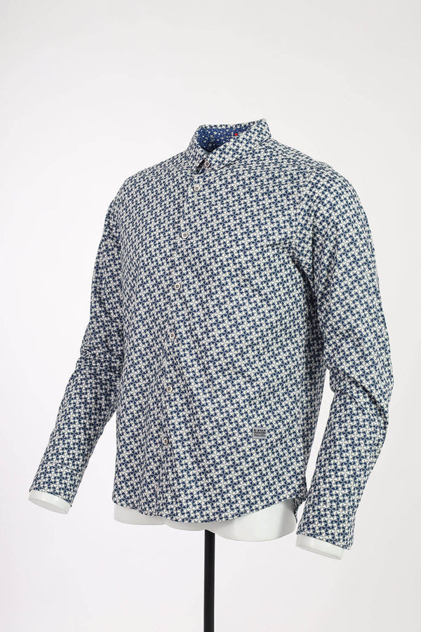 Camisa hombre blanco estampado
