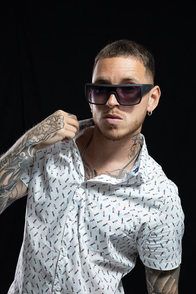 Camisa hombre blanco estampado