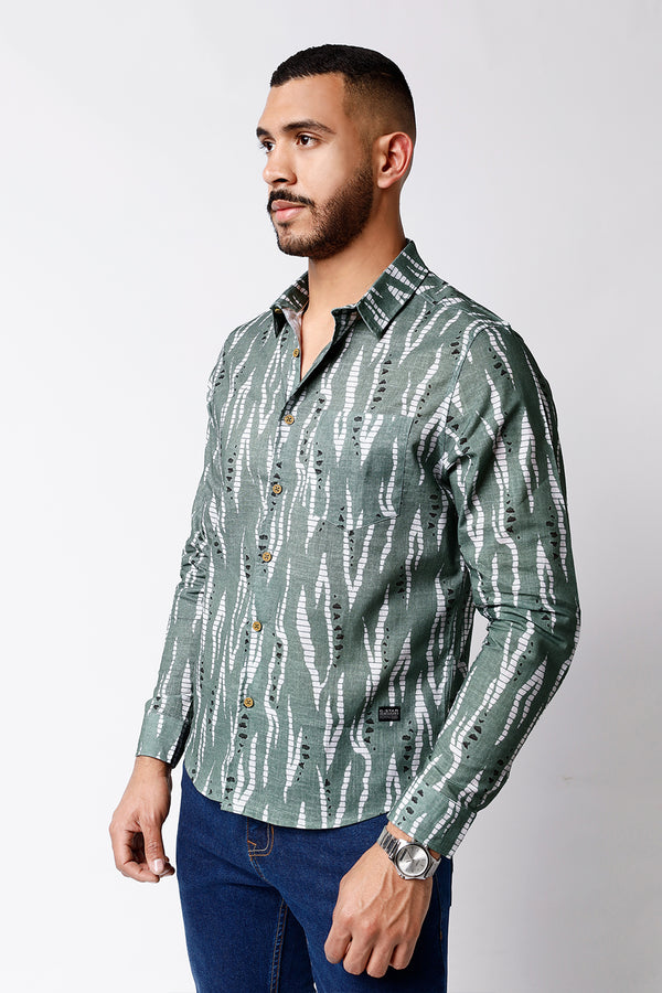 Camisa Lino Estam Flores Blancas