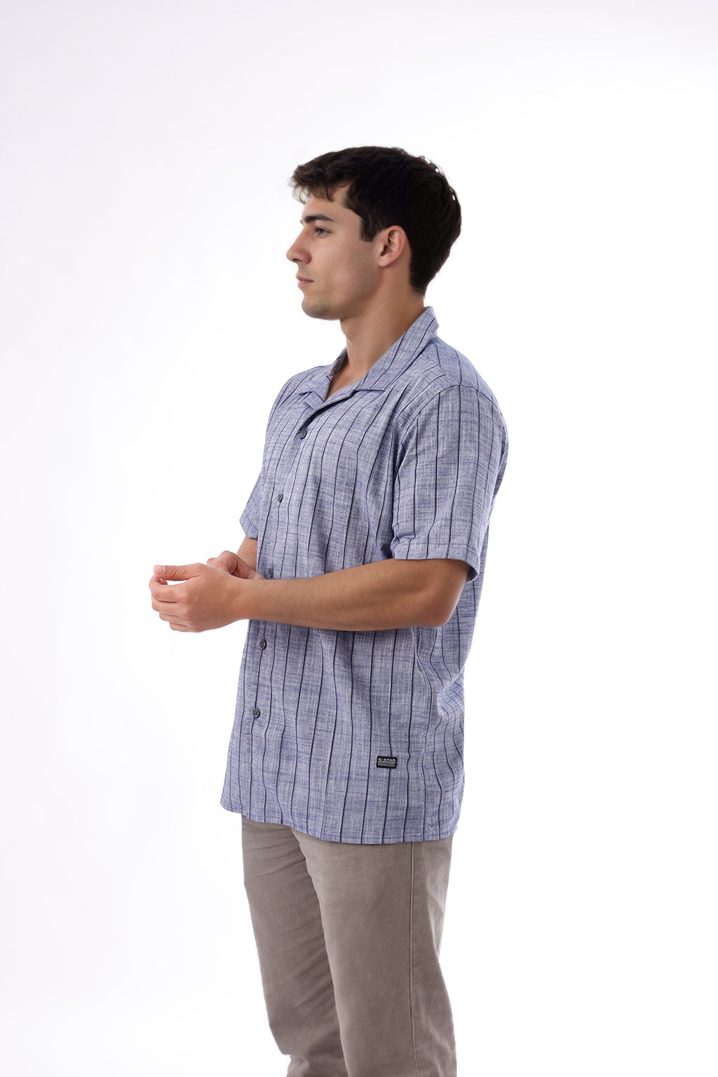 Camisa Lino Rayas Azul