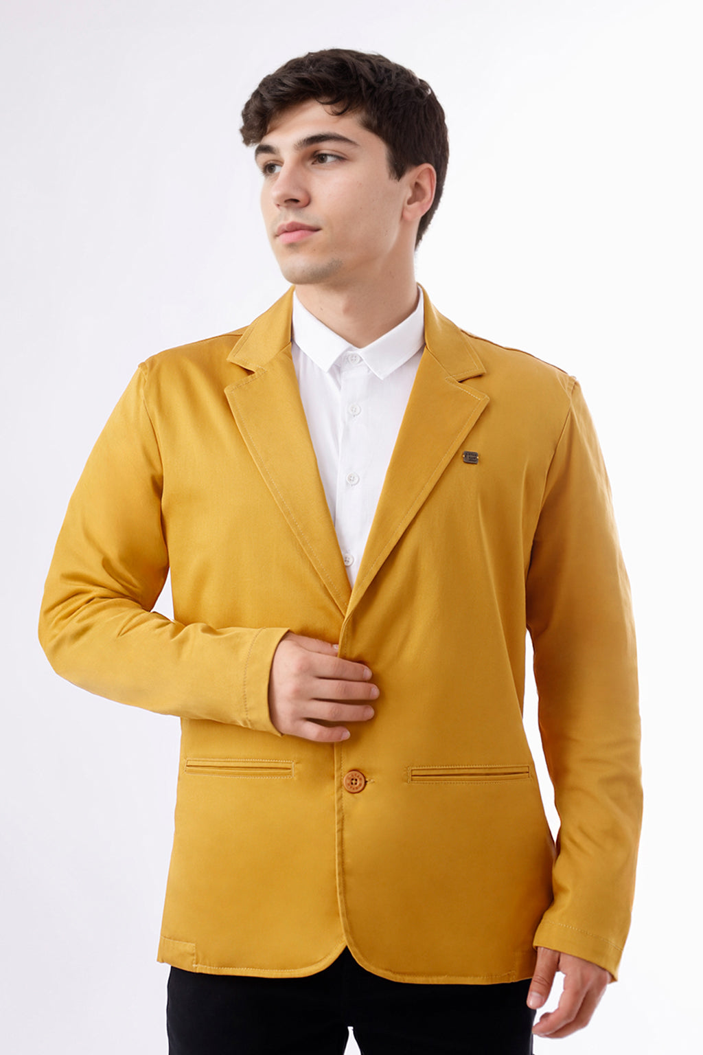 Blazer Hombre Satín Mostaza