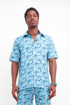 Camisa hombre verde jade estampada