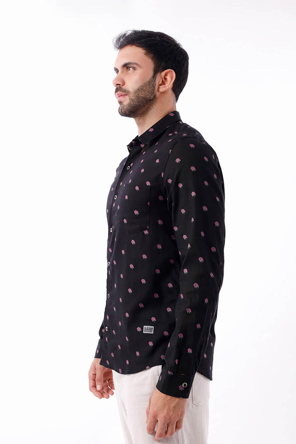 Camisa hombre negro estampado