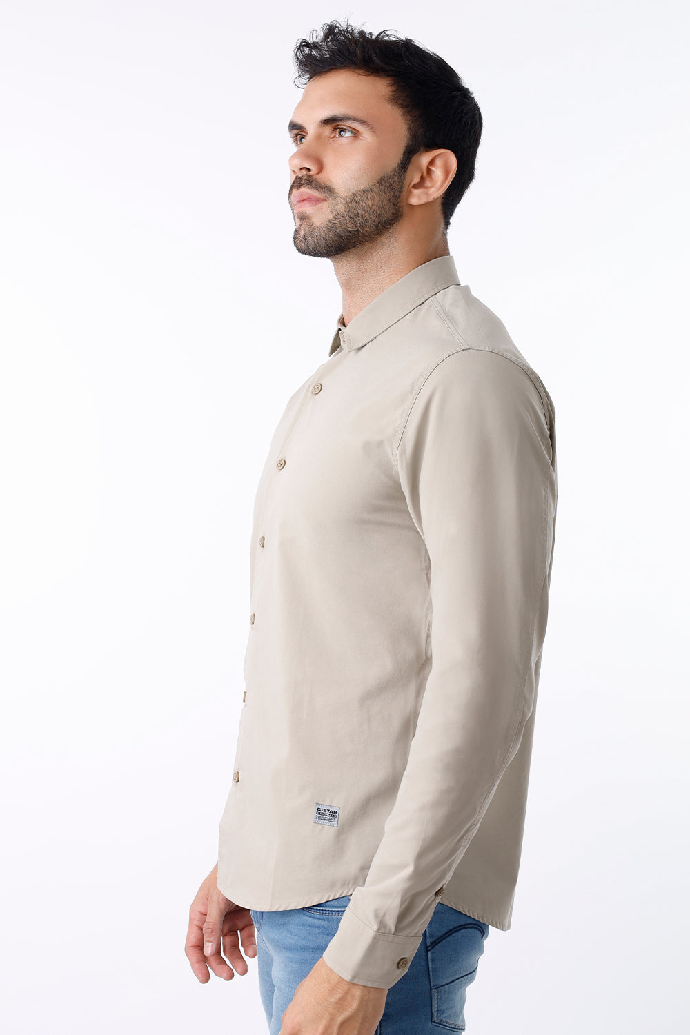 Camisa Hombre Manga Larga Beige