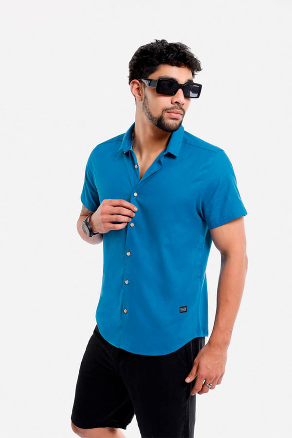Camisa hombre celeste oscuro