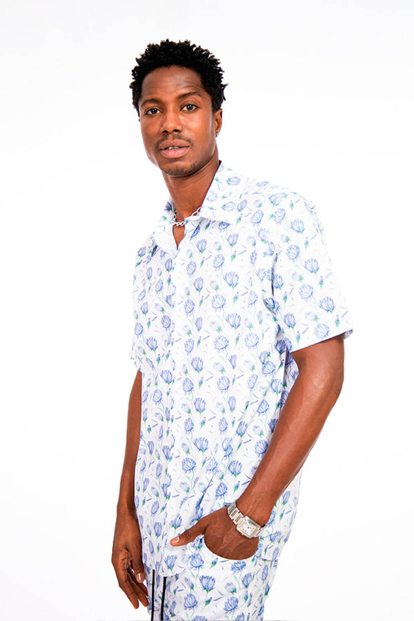 Camisa hombre blanco estampado