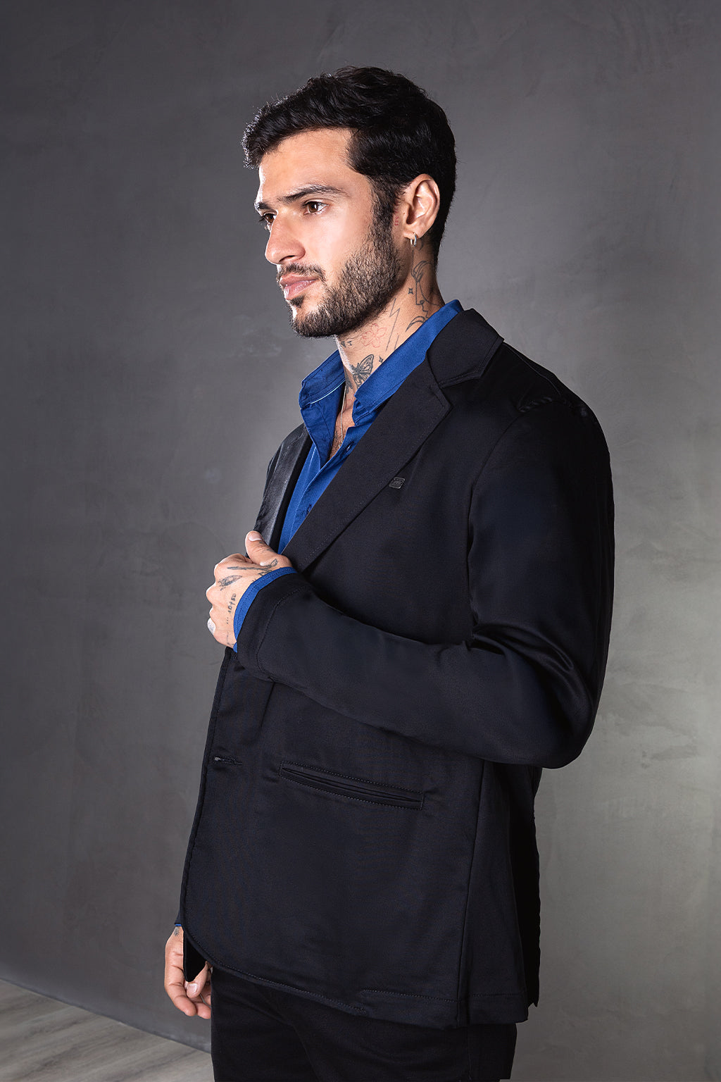 Blazer Hombre Satín Negro