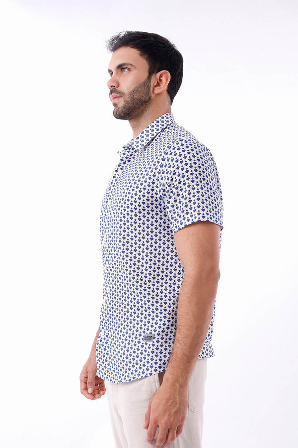 Camisa hombre blanco estampado