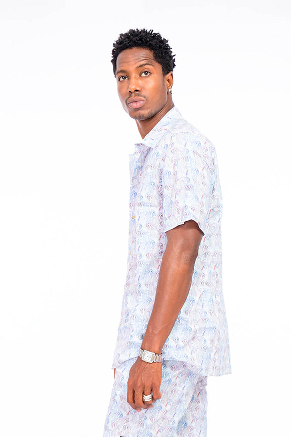 Camisa hombre blanco estampado