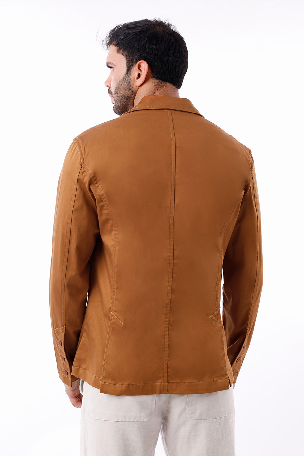 Blazer Hombre Satín Camello