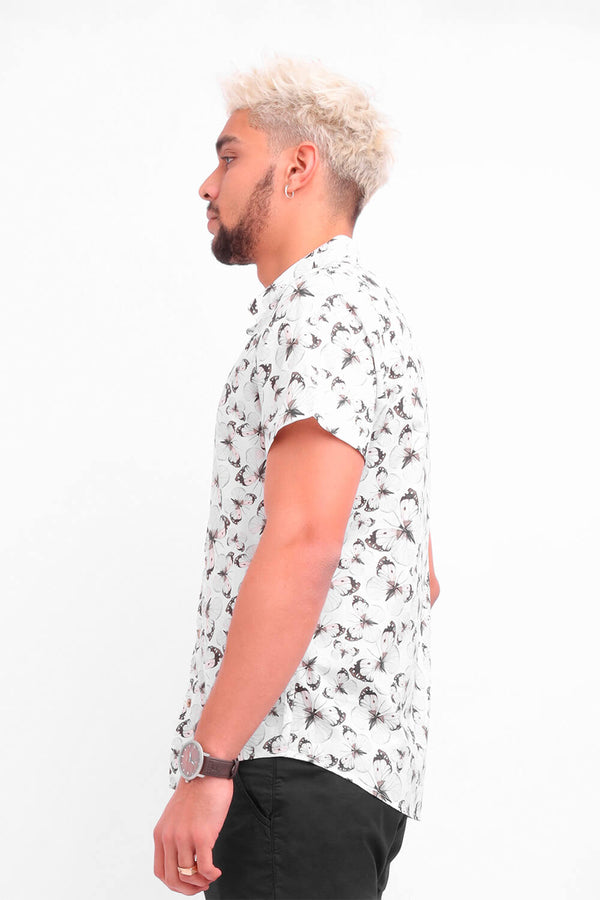 Camisa hombre blanco estampado