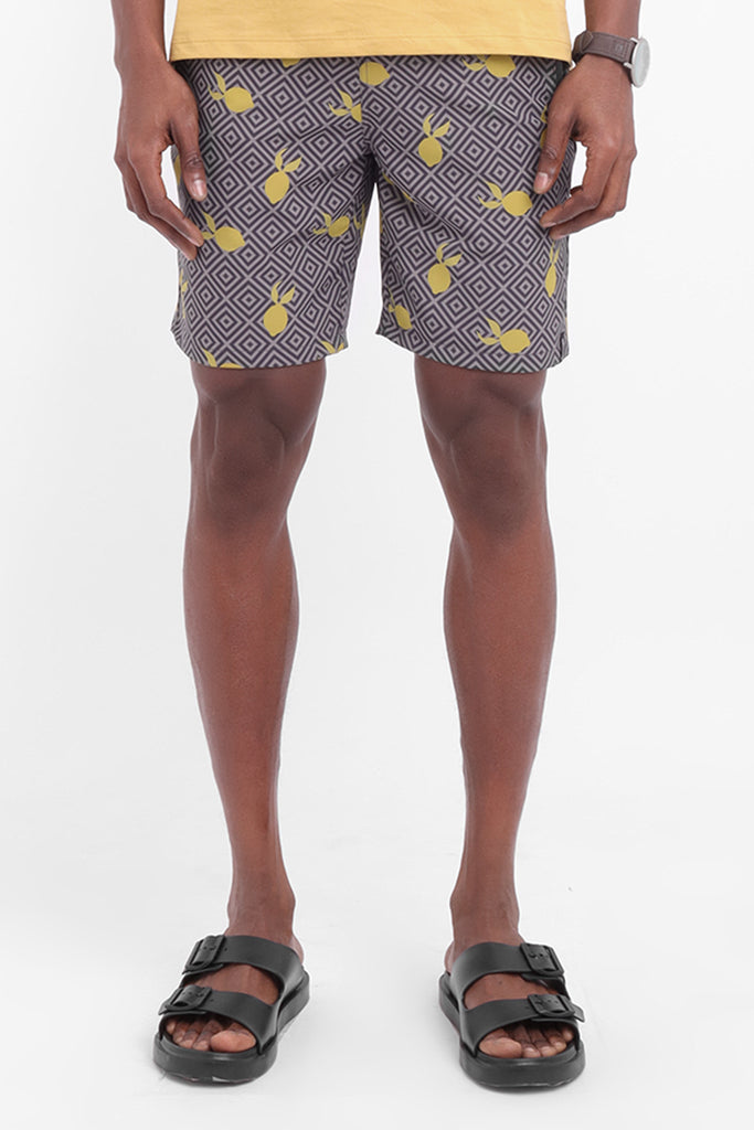 Short Playero Gris Hombre Estampado Limones - 210320