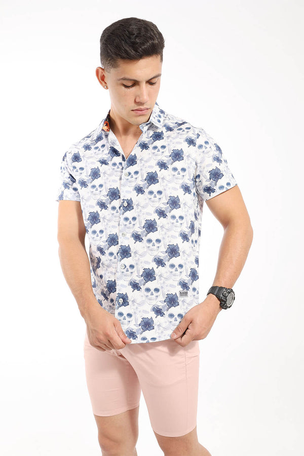  Camisa hombre blanco estampado