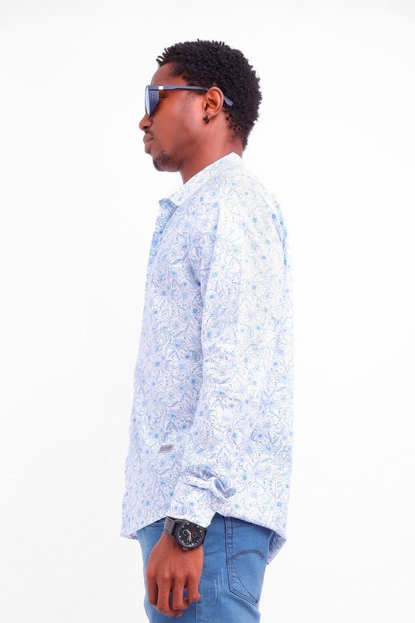 Camisa hombre blanco estampado