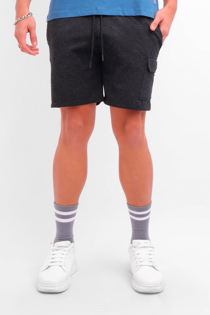 Short Hombre Cargo Negro Chispeado - 220231