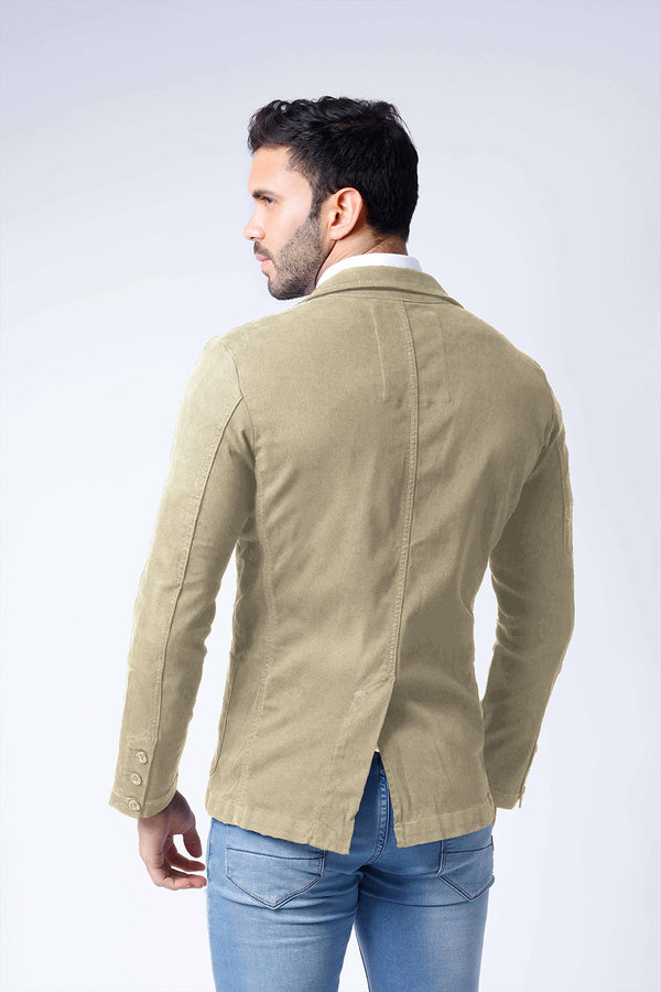 Blazer Hombre Satín Babycord Beige - 230021