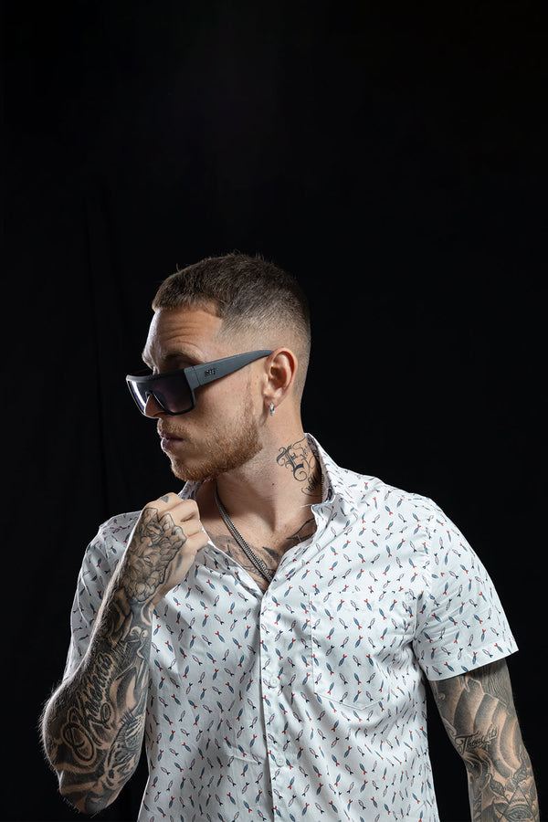 Camisa hombre blanco estampado