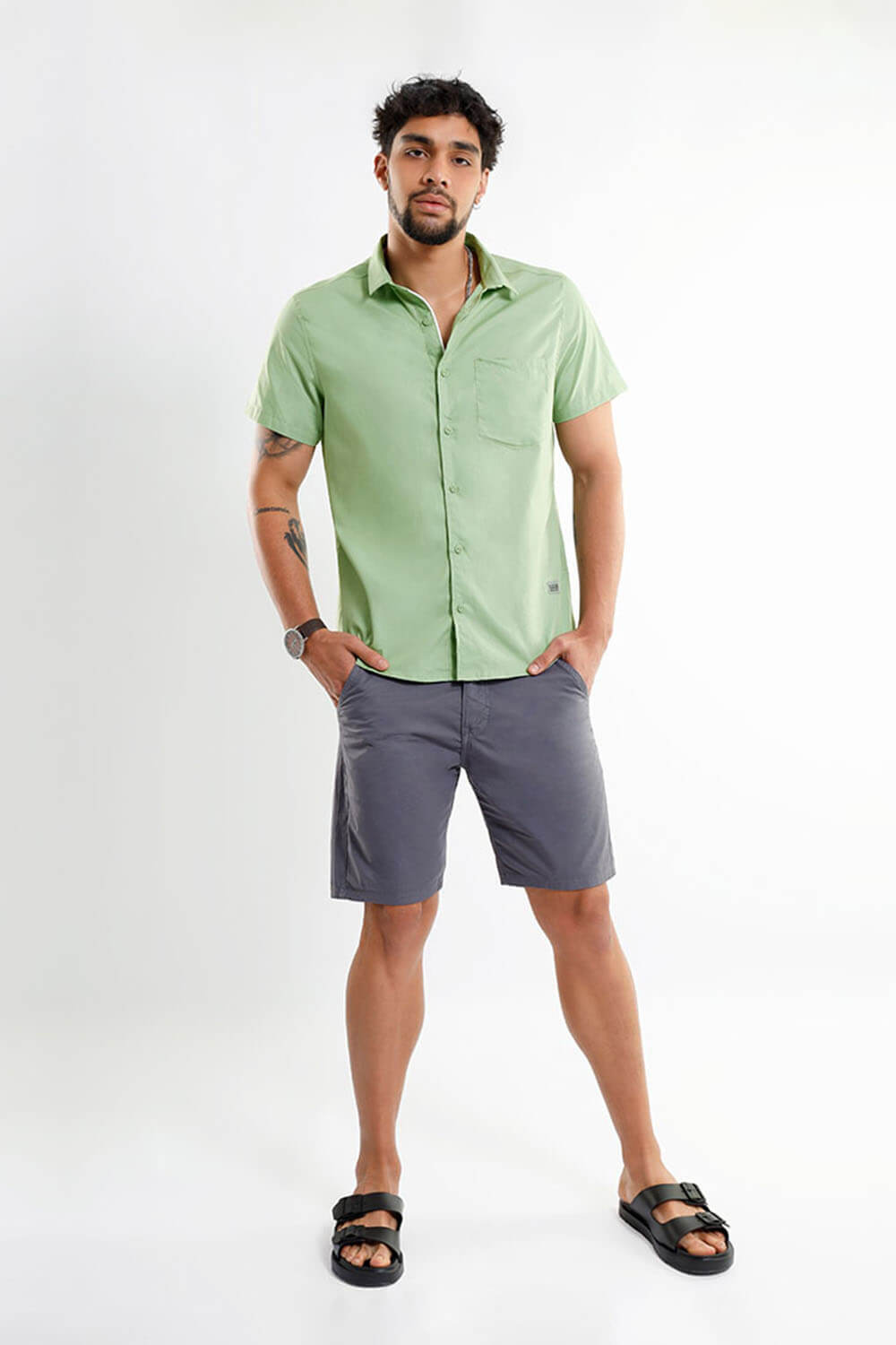 Camisa Manga Corta Satín - 220376