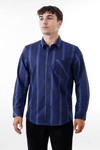 Camisa sarga azul líneas