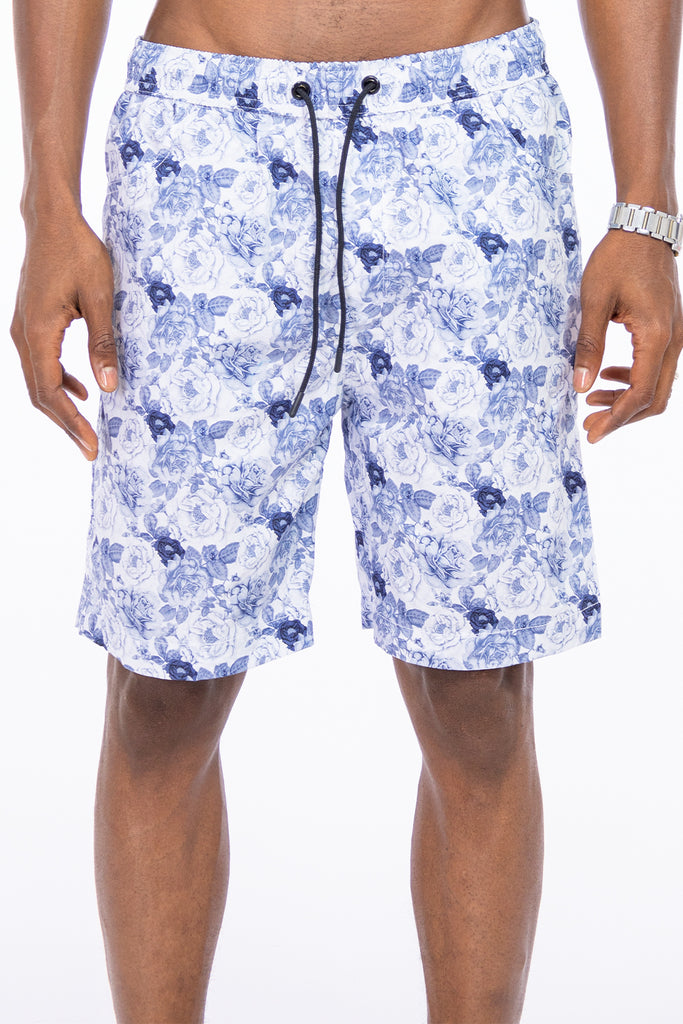 Short Blanco Hombre Estampado Rosas - 210507