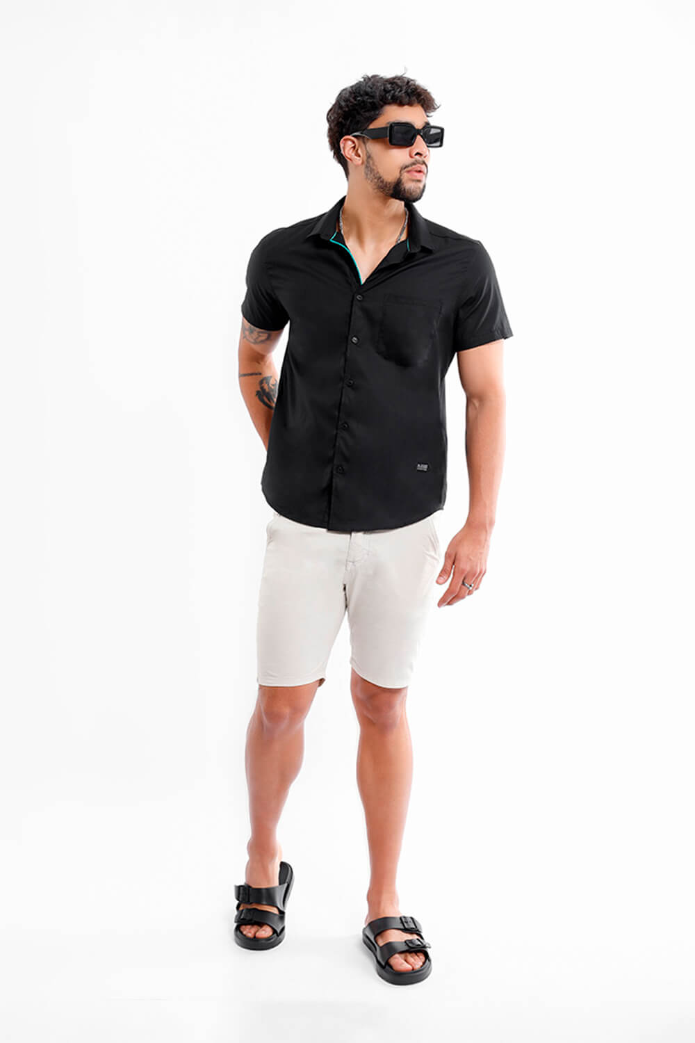 Camisa Manga Corta Satín - 220376