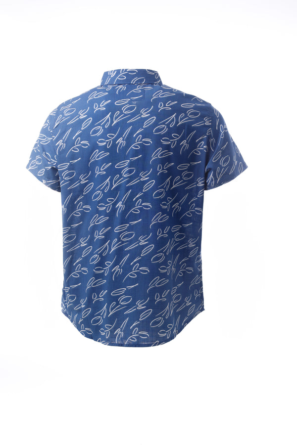 Camisa Lino azulino - Garabato de rosa