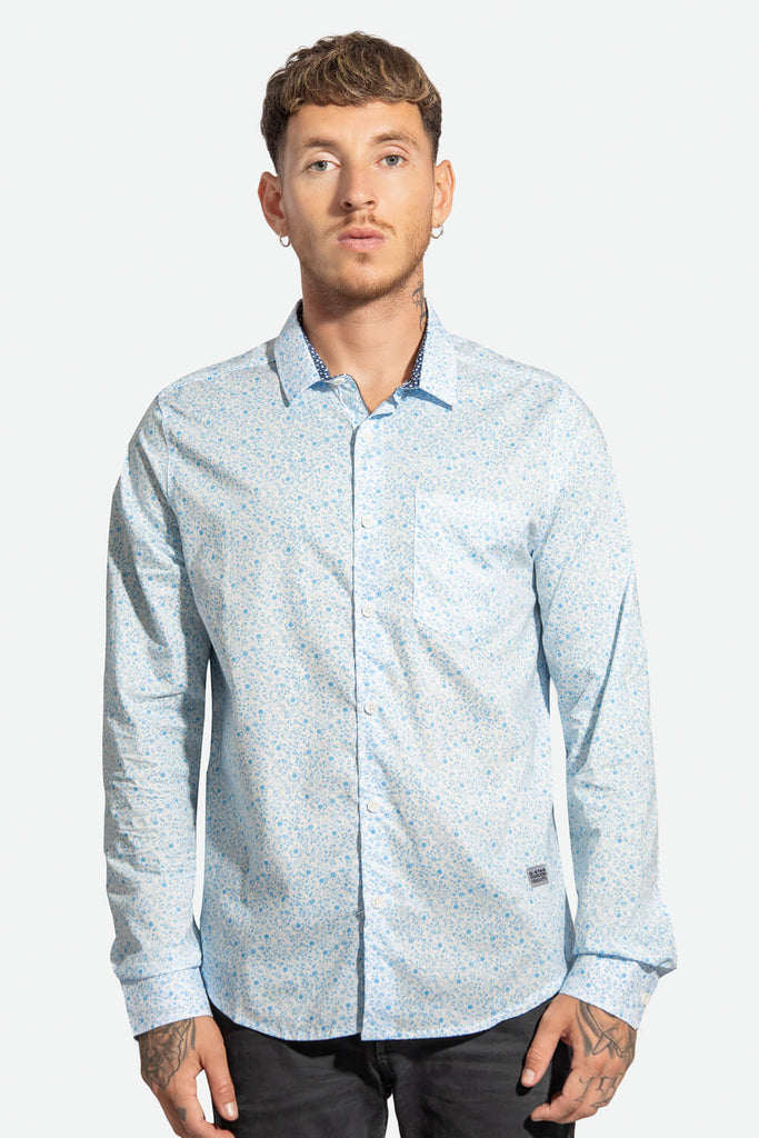 Camisa hombre celeste estampado