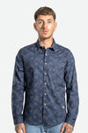 Camisa hombre azul estampado
