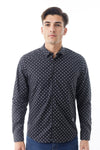 Camisa Hombre Pima Negro Estampado Cuadrados/Cruces - 220303
