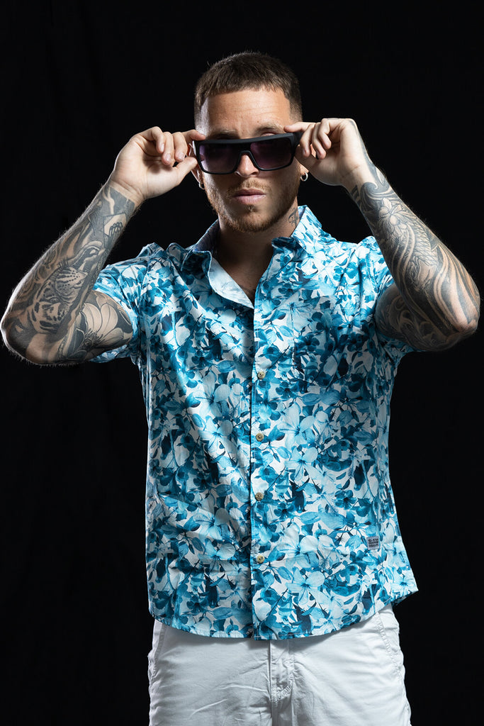 Camisa hombre blanco estampado